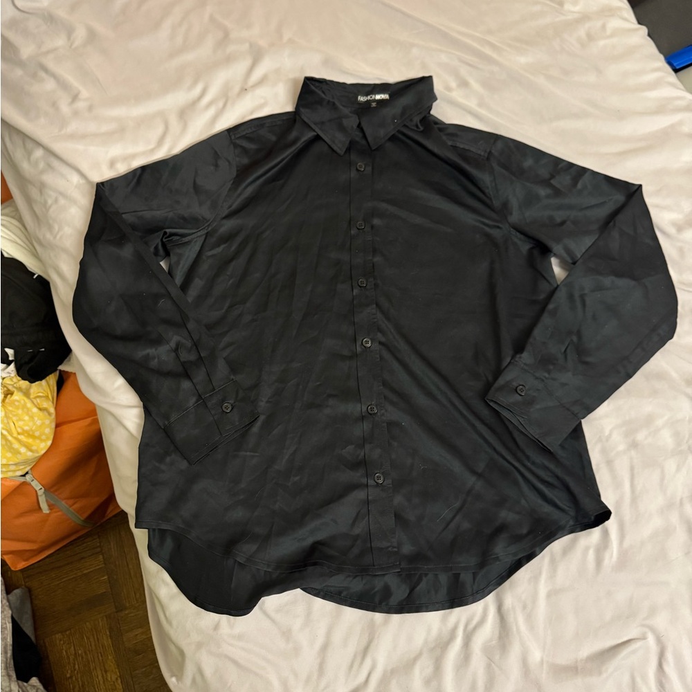 Fashion Nova Classic Black Collared Shirt